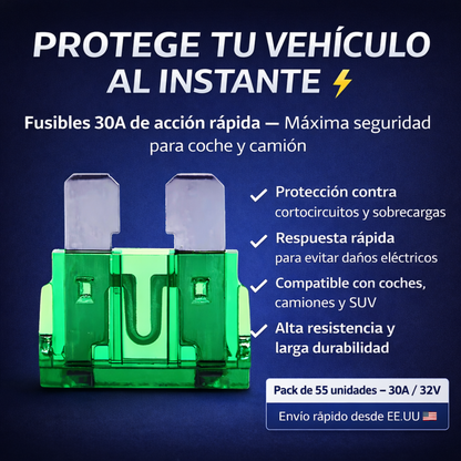 Pack 55 Fusibles 30A – Protección Instantánea para tu Vehículo